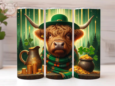 Highland Cow St. Patricks 20oz Tumbler Png, Sublimation Design, St Patricks Day Tumbler Png, Digital Download PNG Sublimation Lara' s Designs 