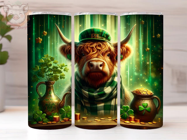 Highland Cow St. Patricks 20oz Tumbler Png, Sublimation Design, St Patricks Day Tumbler Png, Digital Download PNG Sublimation Lara' s Designs 