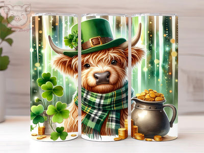 Highland Cow St. Patricks 20oz Tumbler Png, Sublimation Design, St Patricks Day Tumbler Png, Digital Download PNG Sublimation Lara' s Designs 