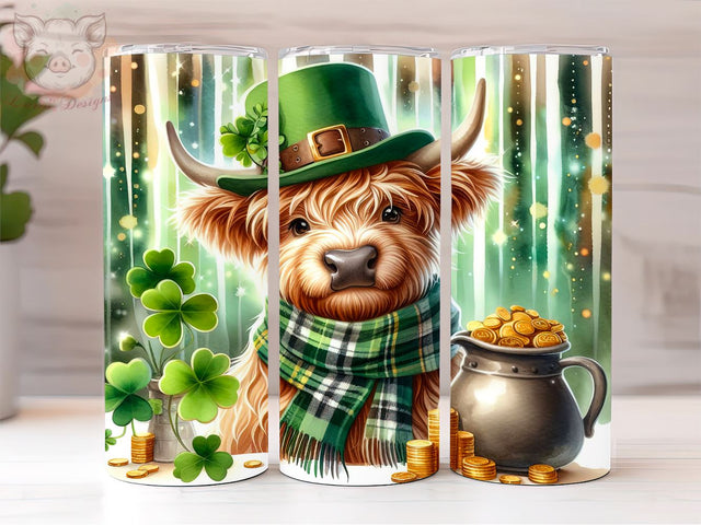 Highland Cow St. Patricks 20oz Tumbler Png, Sublimation Design, St Patricks Day Tumbler Png, Digital Download PNG Sublimation Lara' s Designs 