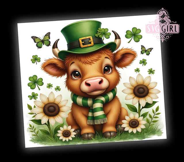Highland Cow St. Patrick's 20oz Tumbler, St. Patrick's Day Cup, 20oz Sublimation, Irish Cow Drinkware, Cow Lover Gift, Shamrock Tumbler, Unique St. Paddy's Desig Sublimation SvggirlplusArt 