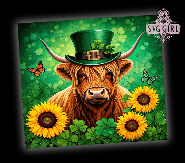 Highland Cow St. Patrick's 20oz Tumbler, St. Patrick's Day Cup, 20oz Sublimation, Irish Cow Drinkware, Cow Lover Gift, Shamrock Tumbler, Unique St. Paddy's Desig Sublimation SvggirlplusArt 