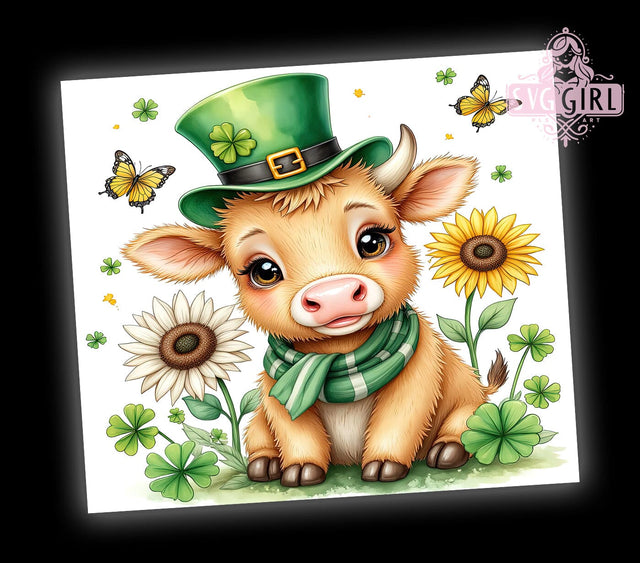 Highland Cow St. Patrick's 20oz Tumbler, St. Patrick's Day Cup, 20oz Sublimation, Irish Cow Drinkware, Cow Lover Gift, Shamrock Tumbler, Unique St. Paddy's Desig Sublimation SvggirlplusArt 