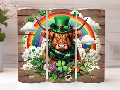 Highland Cow St Patrick's Day 20oz Tumbler Png, Straight & Tapered Tumbler Png, St Patrick's Day Tumbler Png, Digital Download PNG Sublimation Lara' s Designs 