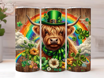 Highland Cow St Patrick's Day 20oz Tumbler Png, Straight & Tapered Tumbler Png, St Patrick's Day Tumbler Png, Digital Download PNG Sublimation Lara' s Designs 