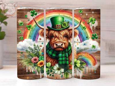 Highland Cow St Patrick's Day 20oz Tumbler Png, Straight & Tapered Tumbler Png, St Patrick's Day Tumbler Png, Digital Download PNG Sublimation Lara' s Designs 
