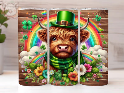 Highland Cow St Patrick's Day 20oz Tumbler Png, Straight & Tapered Tumbler Png, St Patrick's Day Tumbler Png, Digital Download PNG Sublimation Lara' s Designs 
