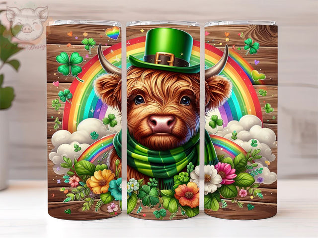 Highland Cow St Patrick's Day 20oz Tumbler Png, Straight & Tapered Tumbler Png, St Patrick's Day Tumbler Png, Digital Download PNG Sublimation Lara' s Designs 