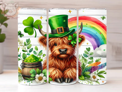Highland Cow St Patrick's Day 20oz Tumbler Png, Sublimation Design, Highland Cow Tumbler Png, Digital Download PNG Sublimation Lara' s Designs 
