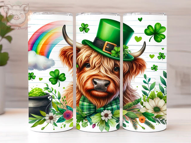 Highland Cow St Patrick's Day 20oz Tumbler Png, Sublimation Design, Highland Cow Tumbler Png, Digital Download PNG Sublimation Lara' s Designs 