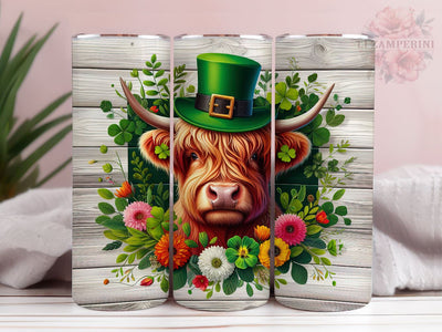Highland Cow St Patrick's Day 20oz Tumbler Wrap PNG, Straight & Tapered Tumbler Wrap, Highland Cow Tumbler PNG, Instant Digital Download Sublimation Li Zamperini 