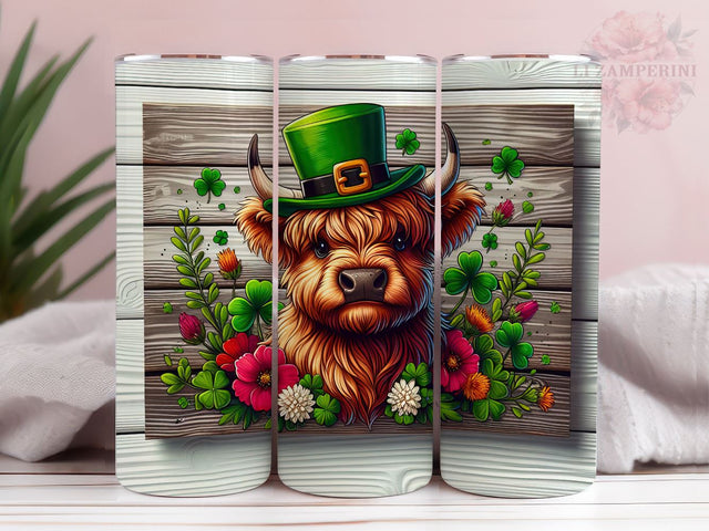 Highland Cow St Patrick's Day 20oz Tumbler Wrap PNG, Straight & Tapered Tumbler Wrap, Highland Cow Tumbler PNG, Instant Digital Download Sublimation Li Zamperini 