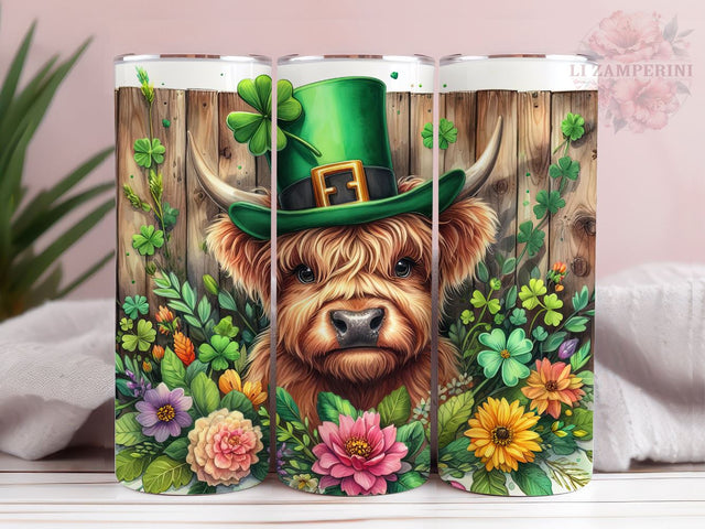 Highland Cow St Patrick's Day 20oz Tumbler Wrap PNG, Straight & Tapered Tumbler Wrap, Highland Cow Tumbler PNG, Instant Digital Download Sublimation Li Zamperini 