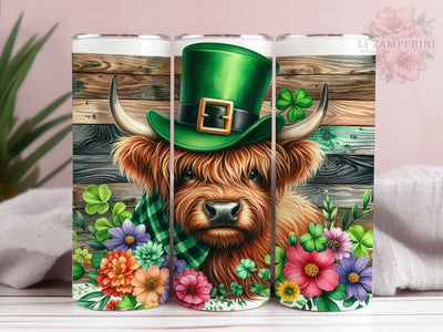 Highland Cow St Patrick's Day 20oz Tumbler Wrap PNG, Straight & Tapered Tumbler Wrap, Highland Cow Tumbler PNG, Instant Digital Download Sublimation Li Zamperini 