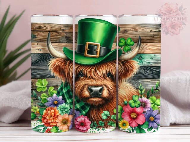 Highland Cow St Patrick's Day 20oz Tumbler Wrap PNG, Straight & Tapered Tumbler Wrap, Highland Cow Tumbler PNG, Instant Digital Download Sublimation Li Zamperini 