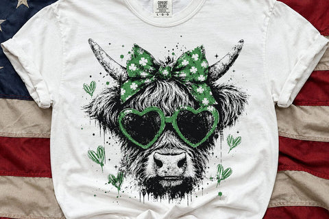 Highland Cow St Patricks Day Glasses PNG SVG DesignDestine 
