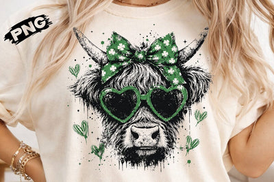 Highland Cow St Patricks Day Glasses PNG SVG DesignDestine 