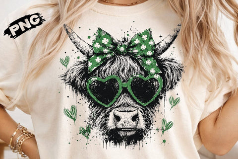 Highland Cow St Patricks Day Glasses PNG SVG DesignDestine 