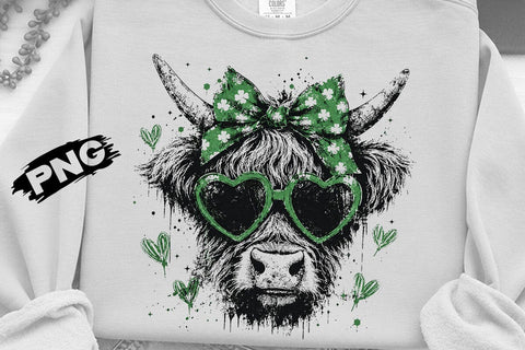 Highland Cow St Patricks Day Glasses PNG SVG DesignDestine 