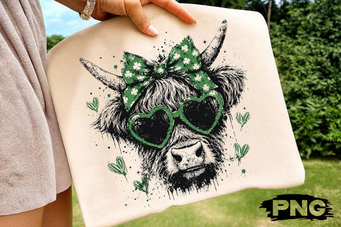 Highland Cow St Patricks Day Glasses PNG SVG DesignDestine 