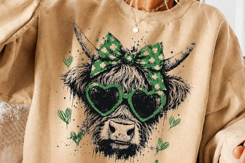 Highland Cow St Patricks Day Glasses PNG SVG DesignDestine 