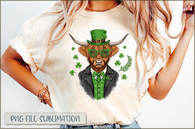 Highland Cow St. Patrick's Day PNG Sublimation Shetara Begum 