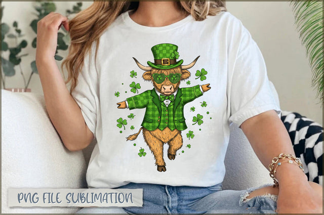 Highland Cow St. Patrick's Day PNG Sublimation Shetara Begum 