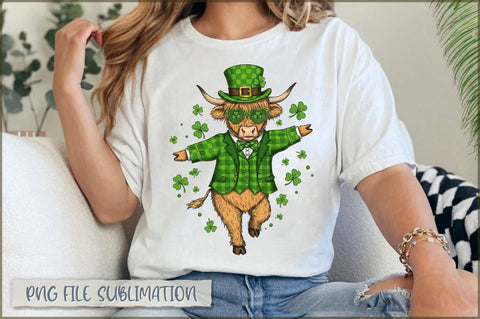 Highland Cow St. Patrick's Day PNG Sublimation Shetara Begum 