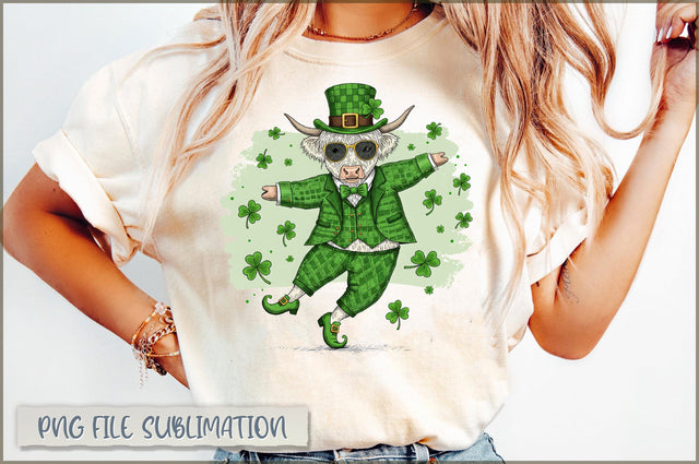 Highland Cow St. Patrick's Day PNG Sublimation Shetara Begum 