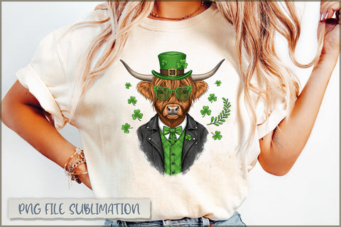 Highland Cow St. Patrick's Day PNG Sublimation Shetara Begum 