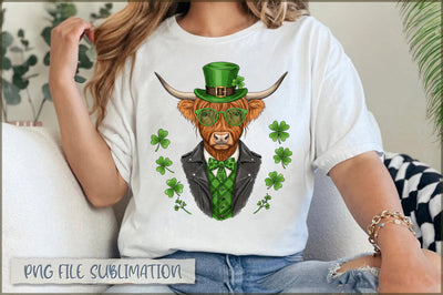 Highland Cow St. Patrick's Day PNG Sublimation Shetara Begum 