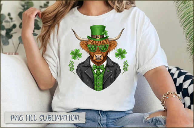 Highland Cow St. Patrick's Day PNG Sublimation Shetara Begum 