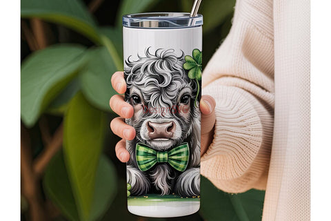 Highland Cow St. Patrick's Tumbler Wrap Sublimation DesignSVG 