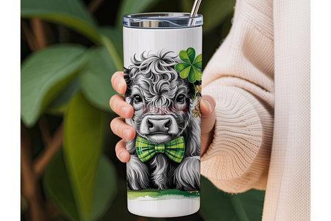 Highland Cow St. Patrick's Tumbler Wrap Sublimation DesignSVG 