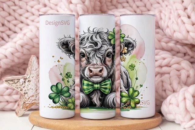 Highland Cow St. Patrick's Tumbler Wrap Sublimation DesignSVG 