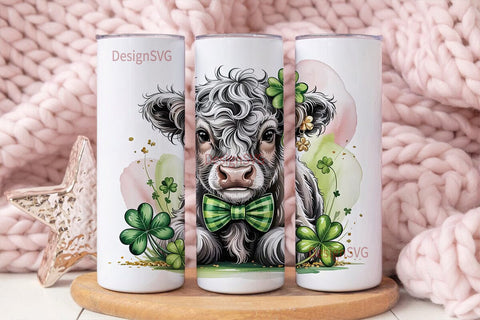 Highland Cow St. Patrick's Tumbler Wrap Sublimation DesignSVG 
