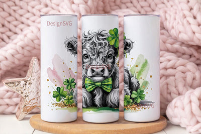 Highland Cow St. Patrick's Tumbler Wrap Sublimation DesignSVG 
