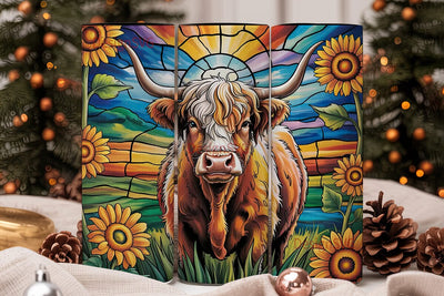 Highland Cow Stained Glass 20oz Tumbler Sublimation DesignSVG 