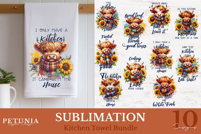 Highland Cow Sublimation | Kitchen Towel Sublimation Designs Sublimation Petunia Digital Design 