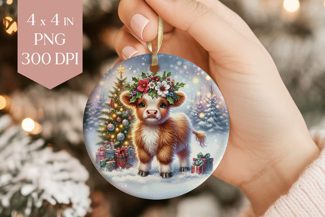 Highland Cow Sublimation PNG - Cute Calf Ornament File Sublimation BijouBay 