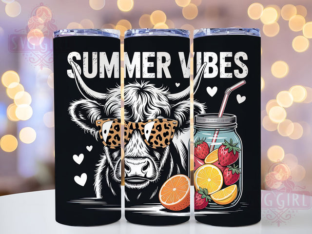 Highland Cow Summer 20oz Tumbler, Rustic Country Wrap, Farm Animal Sublimation, Summer Vibes Design, Country Chic Wrap, 20oz Tumbler Design, PNG Tumbler Wrap Sublimation SvggirlplusArt 