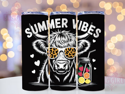 Highland Cow Summer 20oz Tumbler, Rustic Country Wrap, Farm Animal Sublimation, Summer Vibes Design, Country Chic Wrap, 20oz Tumbler Design, PNG Tumbler Wrap Sublimation SvggirlplusArt 