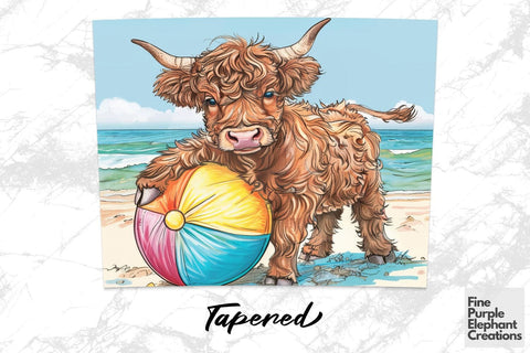 Highland Cow Summer Beach Ball Sublimation Tumbler Wrap Sublimation Fine Purple Elephant Creations 