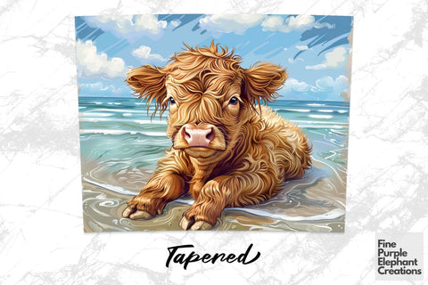 Highland Cow Summer Beach Vacation Sublimation Tumbler Wrap Sublimation Fine Purple Elephant Creations 