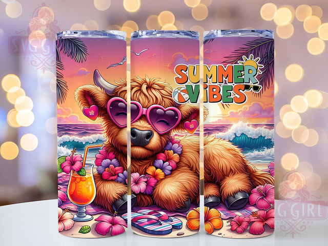 Highland Cow Summer Boho Tumbler Wrap, Summer Vibes Tumbler Wrap, 20oz Skinny Tumbler PNG, Western Cow Sublimation, Cute Cow Tumbler Design, Floral Highland Cow Wrap, Boho Cow Tumbler PNG Sublimation SvggirlplusArt 