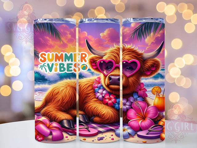 Highland Cow Summer Boho Tumbler Wrap, Summer Vibes Tumbler Wrap, 20oz Skinny Tumbler PNG, Western Cow Sublimation, Cute Cow Tumbler Design, Floral Highland Cow Wrap, Boho Cow Tumbler PNG Sublimation SvggirlplusArt 
