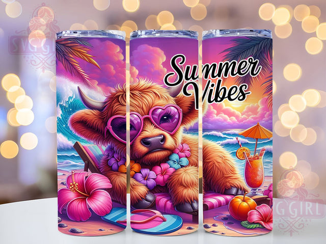 Highland Cow Summer Boho Tumbler Wrap, Summer Vibes Tumbler Wrap, 20oz Skinny Tumbler PNG, Western Cow Sublimation, Cute Cow Tumbler Design, Floral Highland Cow Wrap, Boho Cow Tumbler PNG Sublimation SvggirlplusArt 