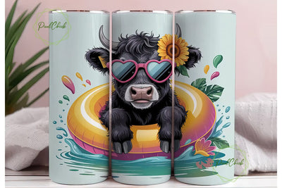 Highland Cow Summer Fun 20oz Tumbler Sublimation PixelChick 