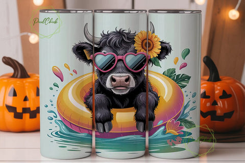 Highland Cow Summer Fun 20oz Tumbler Sublimation PixelChick 