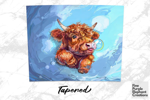 Highland Cow Summer Ocean Bubbles Sublimation Tumbler Wrap Sublimation Fine Purple Elephant Creations 